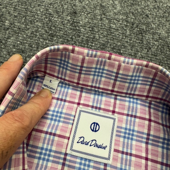 Mens David Donahue button up / button down shirt long sleeve size Large plaid - Picture 4 of 5